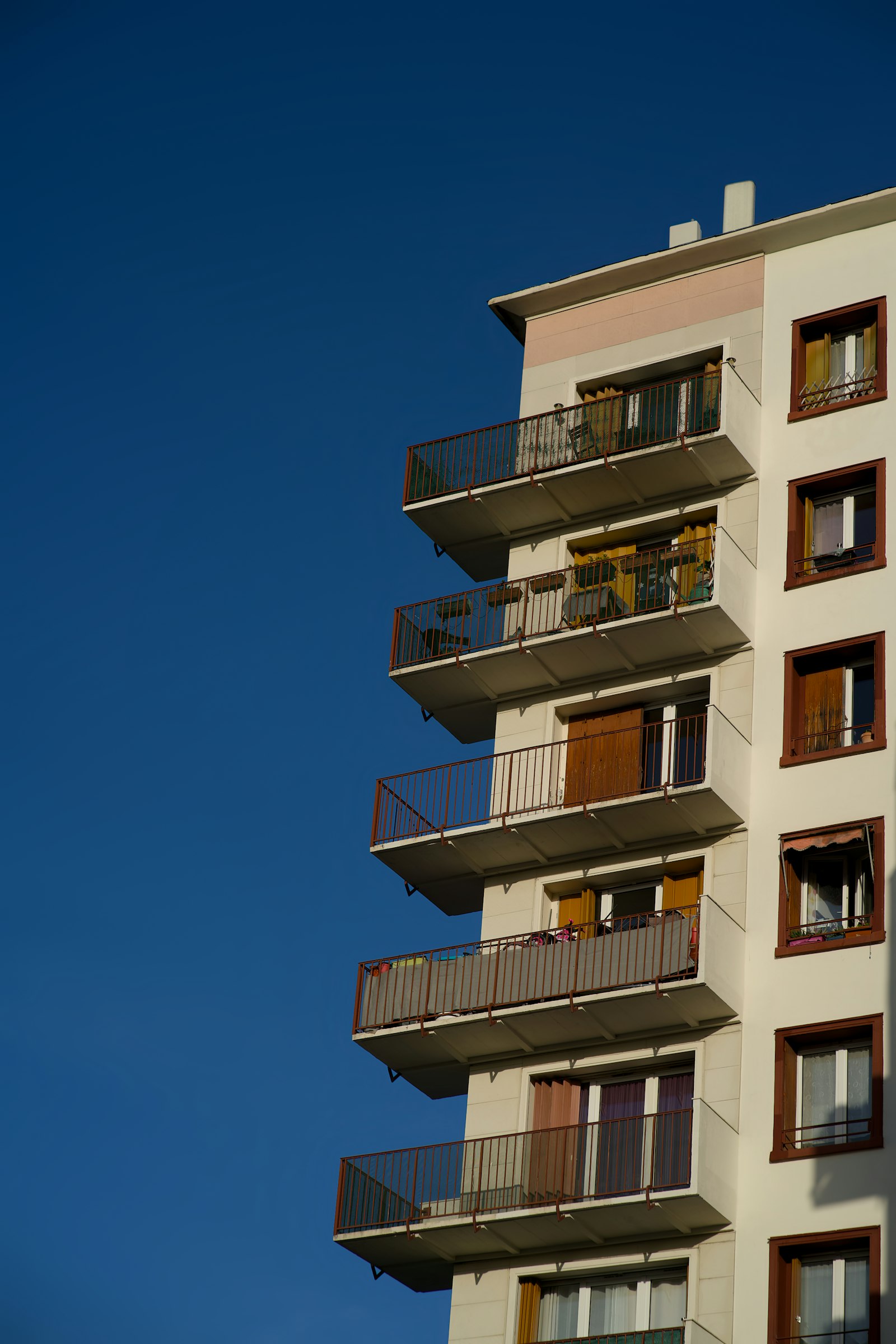 Façade of a new residential building in France